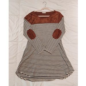 Striped Elbow Patch Dress